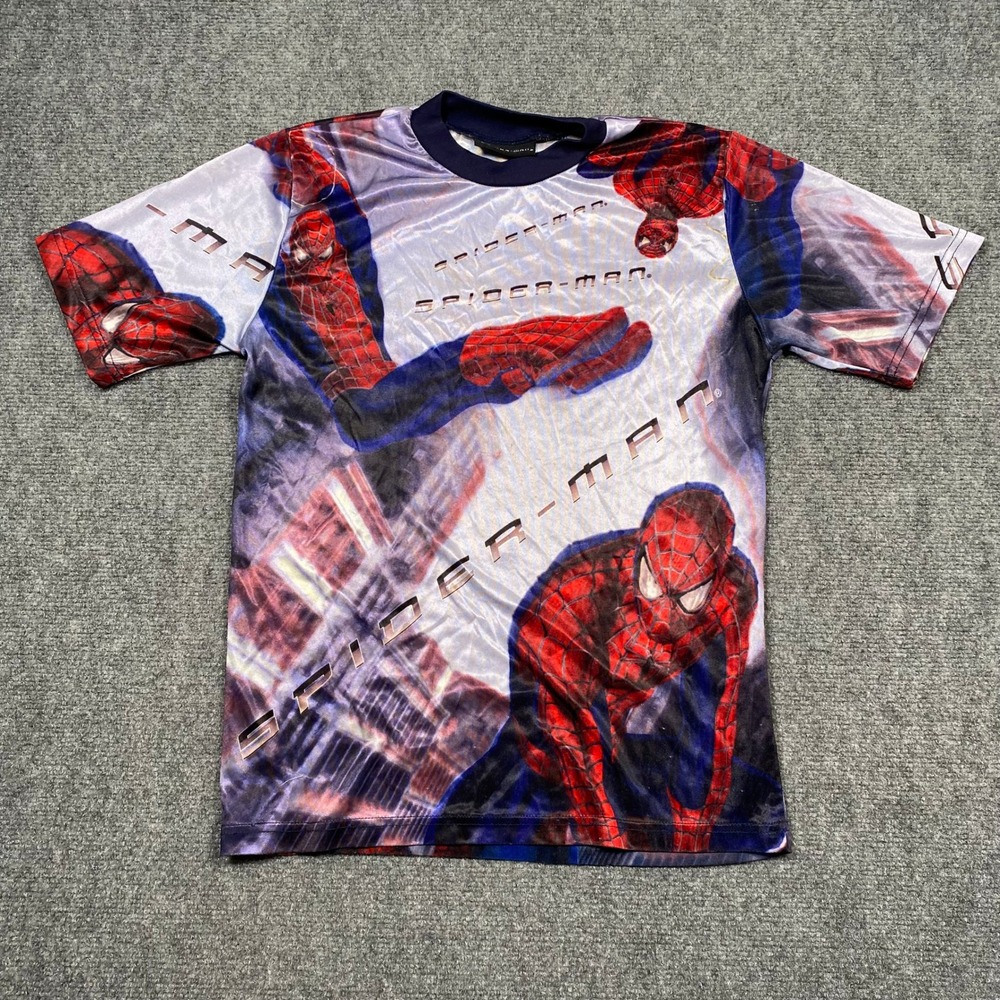 Kids Spider‎ Man 2002 AOP Graphic T Shirt Marvel Superhero Movie Merch Size M